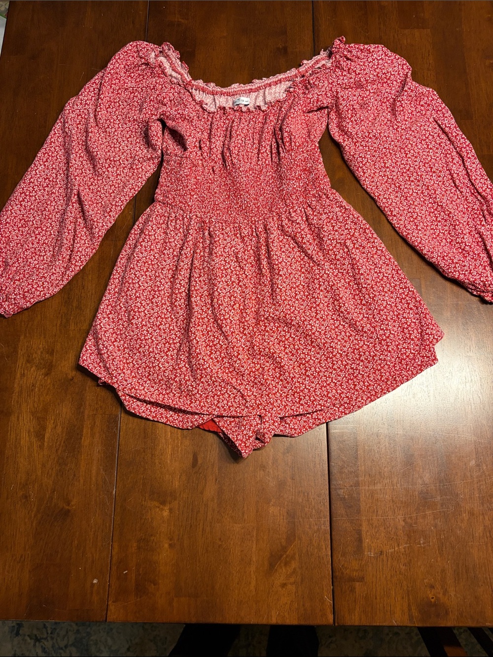 Hollister Red Floral Off-Shoulder Romper
